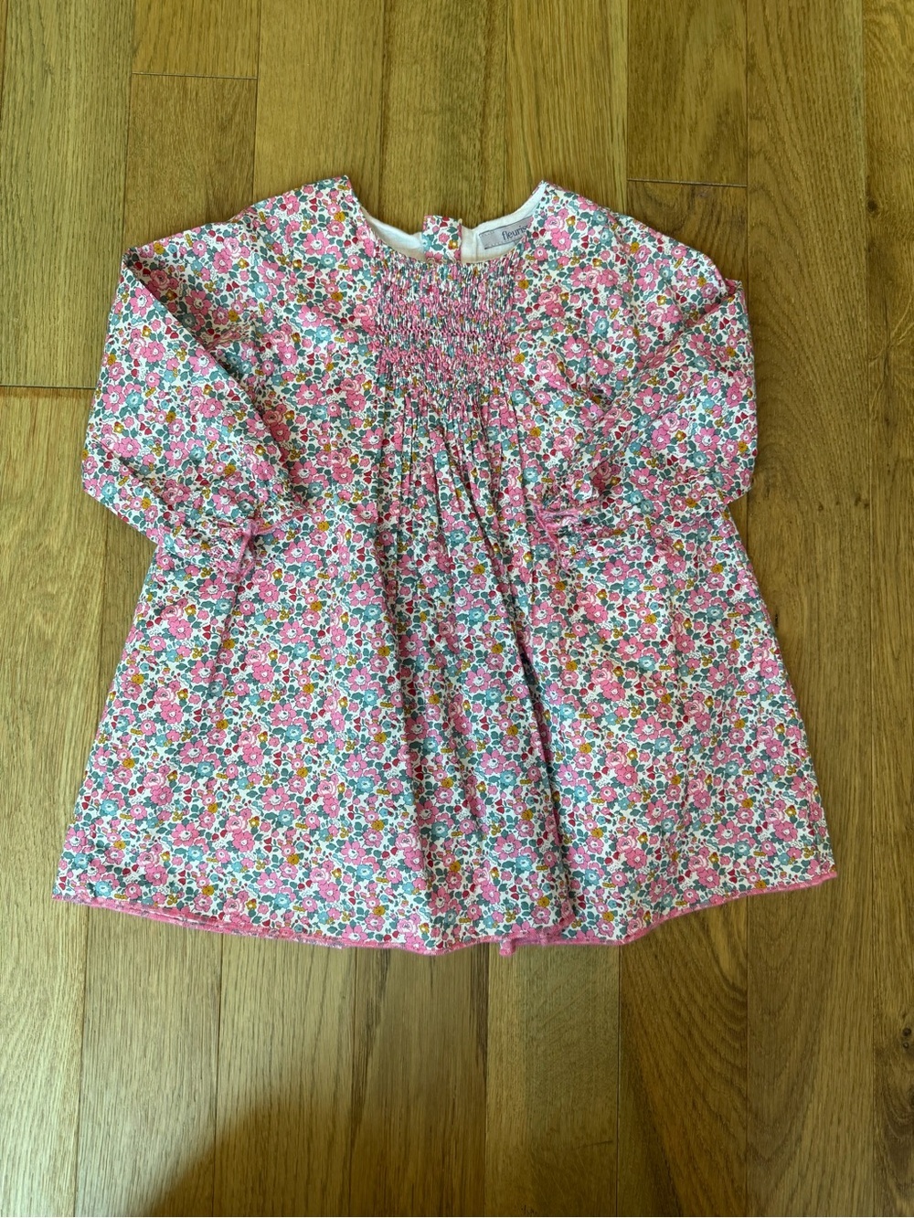 🌸 Fleurisse Pink Floral Smocked Dress Girls Size 2